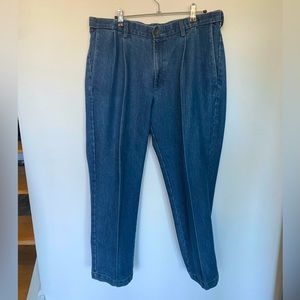 Haggar premium stretch denim dark shade pleated trouser size 36x29